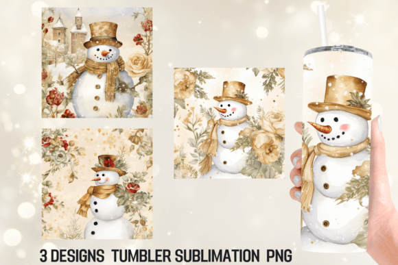 A Festive Snowman Tumbler Wrap for Craft & Graphic Sales