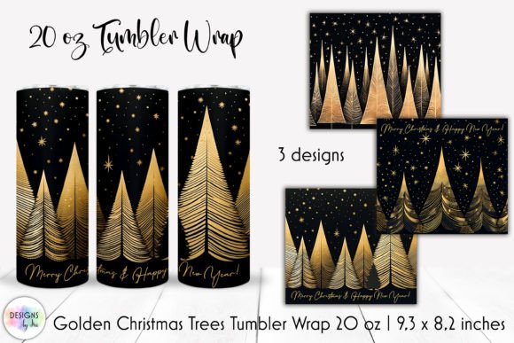 A Golden Christmas Trees Graphic for Tumbler Wraps & Beyond