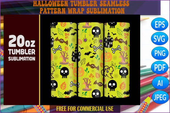 A Halloween Tumbler Seamless Pattern for Graphics and Seasonal Crafts