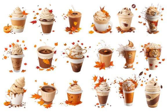 Autumn Coffee Cup Graphics for Craft-Driven Branding