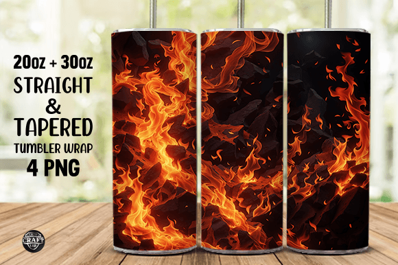 Blazing Fire Graphics as a Dynamic Tumbler Wrap Design