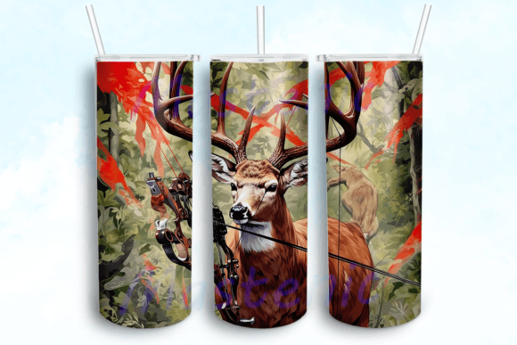 Camo Bow Deer Hunter Tumbler PNG: Design Review