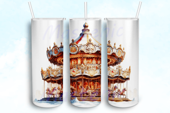 Christmas Carousel Magic Tumbler Embroidery Design Review