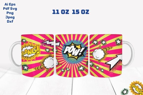 Comics Holiday Mug Graphics for Seasonal Tumbler Wraps