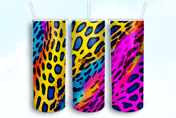 Neon Leopard Animal Print Tumbler PNG: Graphics & Crafts