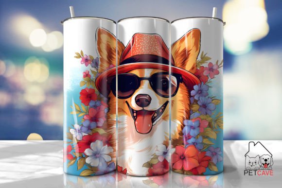 Red Hat Welsh Corgi Tumbler Wrap for Graphics & Crafts
