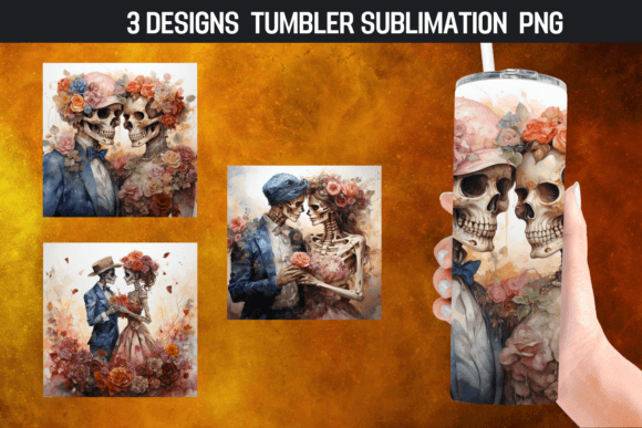Skeleton Couple Tumbler Design for Halloween Crafts