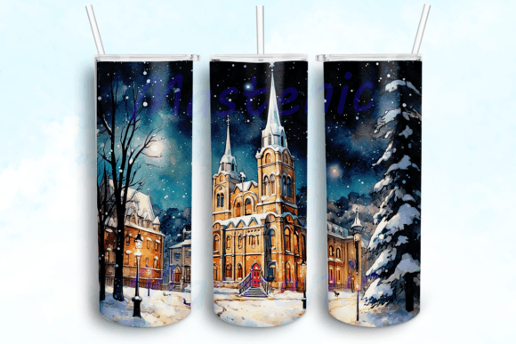 Snowy Night Church Tumbler PNG: A Crafts Graphic Review