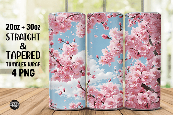 Spring Cherry Blossoms Graphics for Stylish Tumbler Wraps