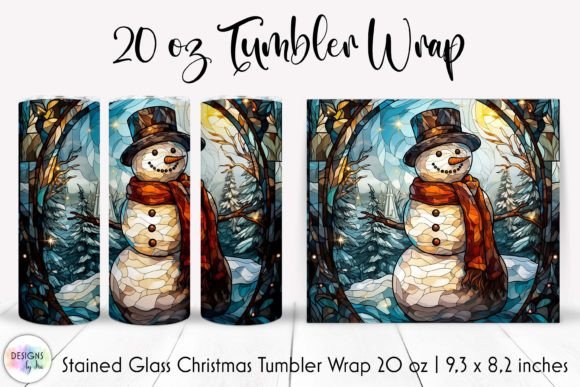 Stained Glass Snowman Tumbler Wrap: Graphics & Tumbler Wraps