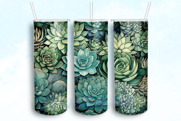 Succulents Tumbler Sublimation Design: Graphics & Crafts