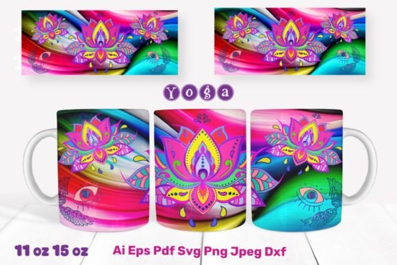 Yoga Mug Wrap Graphics for Seasonal Tumbler Designs